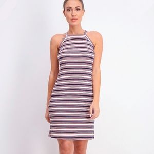 Maison Jules Striped Ribbed Knit Halter Mini Shift Dress Size Small NWTs